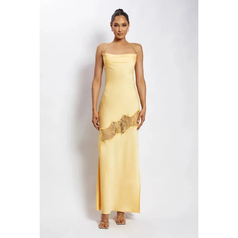 Kleid Sommer Sling Rückenfrei Gauze Naht Elegantes Kleid (3 Farben)