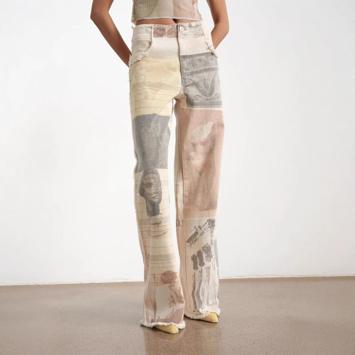 Retro lose Jeans mit weitem Bein und geradem Schnitt