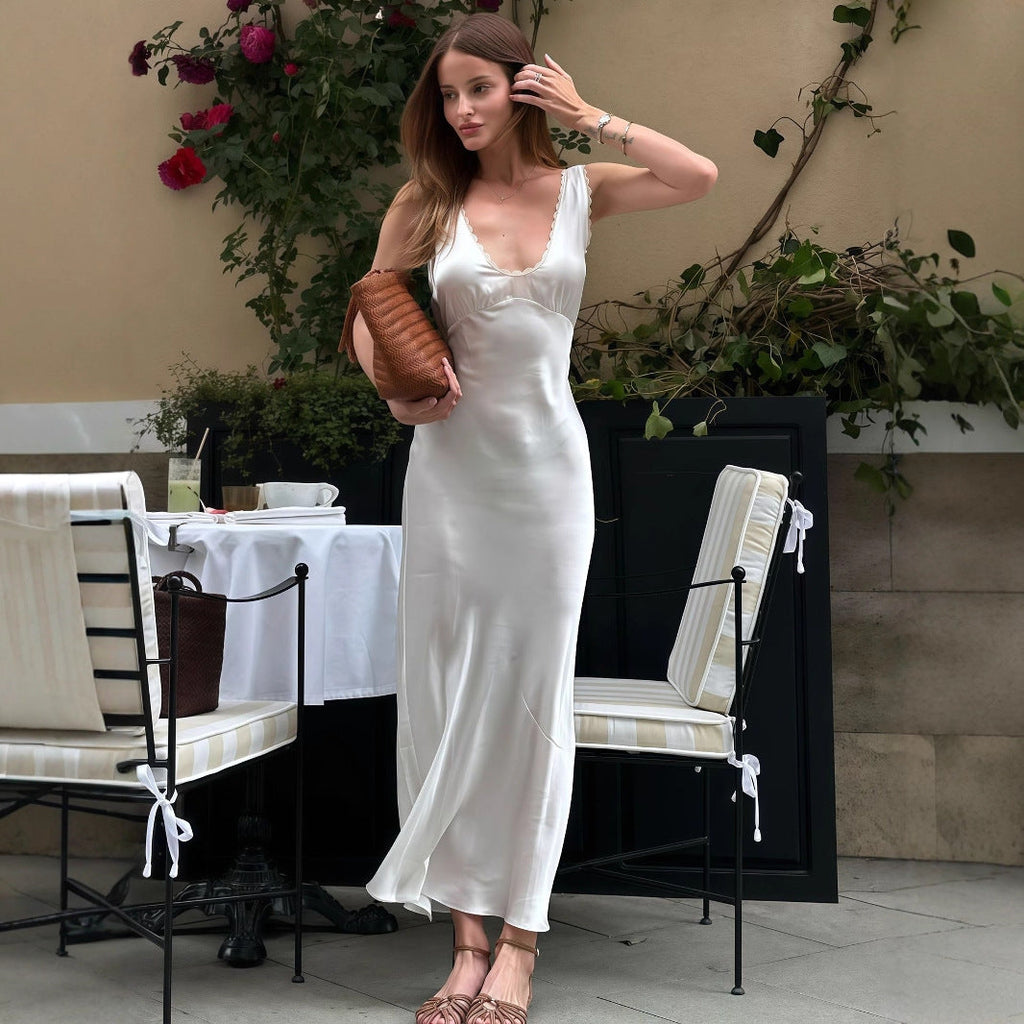 Damenbekleidung Sommer Französisch Entry Lux High Sense Anmutig Modisch Ärmelloses Enges Kleid