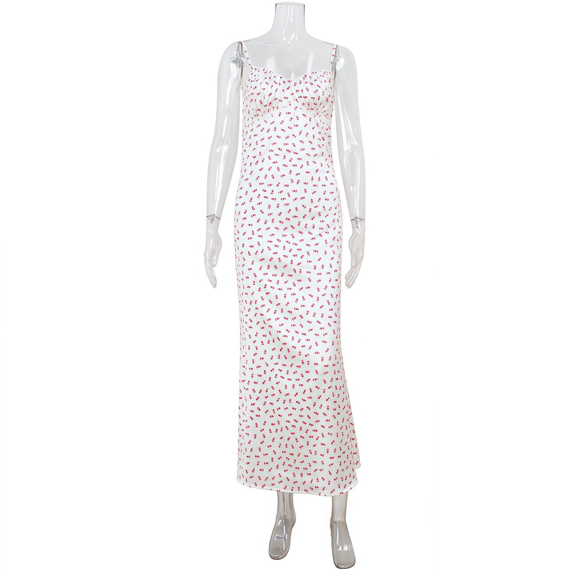 Tea Break Ballet Gentle Floral Strap Dress Slim Lace Edge Sexy Dress for Women