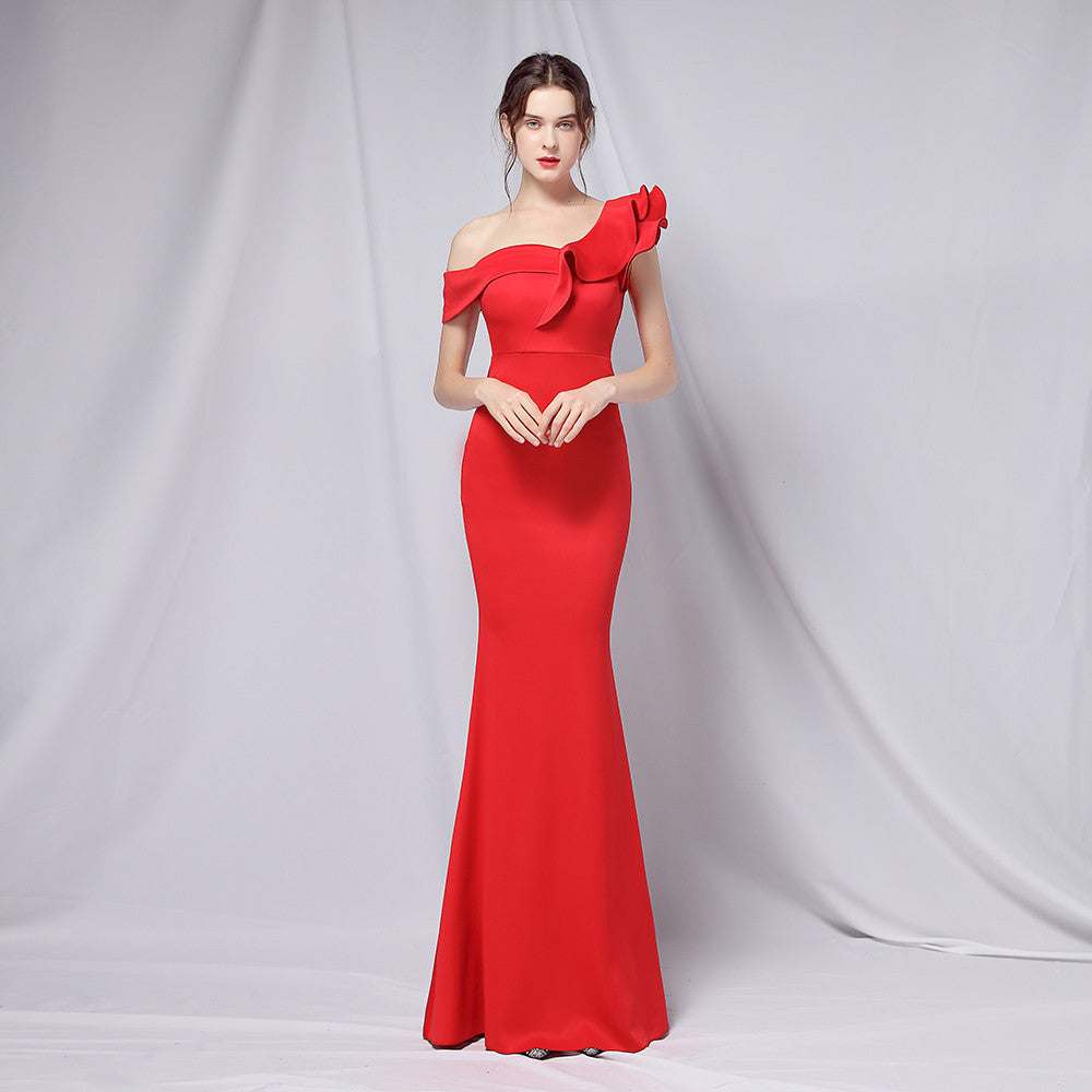 Schulterfreies Bankett-Abendkleid Maxi Party Langes Elegantes Schlankes Sexyes Meerjungfrauenkleid Festliches Abendkleid