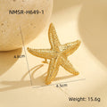 Starfish Ring Open Metal Ring Stainless Steel Gold Ocean Series Non Fading Simple Lady