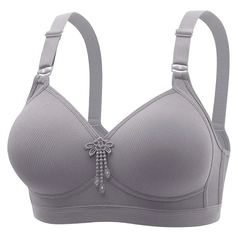 New Large Size No Rims Sweat-Absorbent Breathable Beautiful Back No Rims Push-Up Bra Top-Up Adjustable Underwear for Women SHOPEZRA L.L.C.