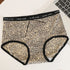 Ice Silk Seamless Underwear for Women, Hot Leopard Print Ice Silk Silk Protein Antibacterial Crotch Women&