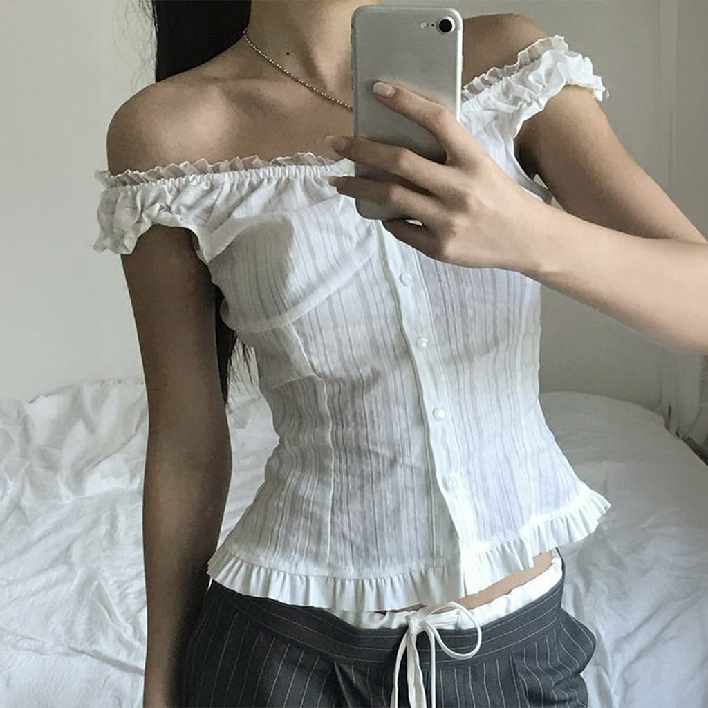 Women Clothing Summer Sexy Cold Shoulder Sleeveless Cardigan Shirt