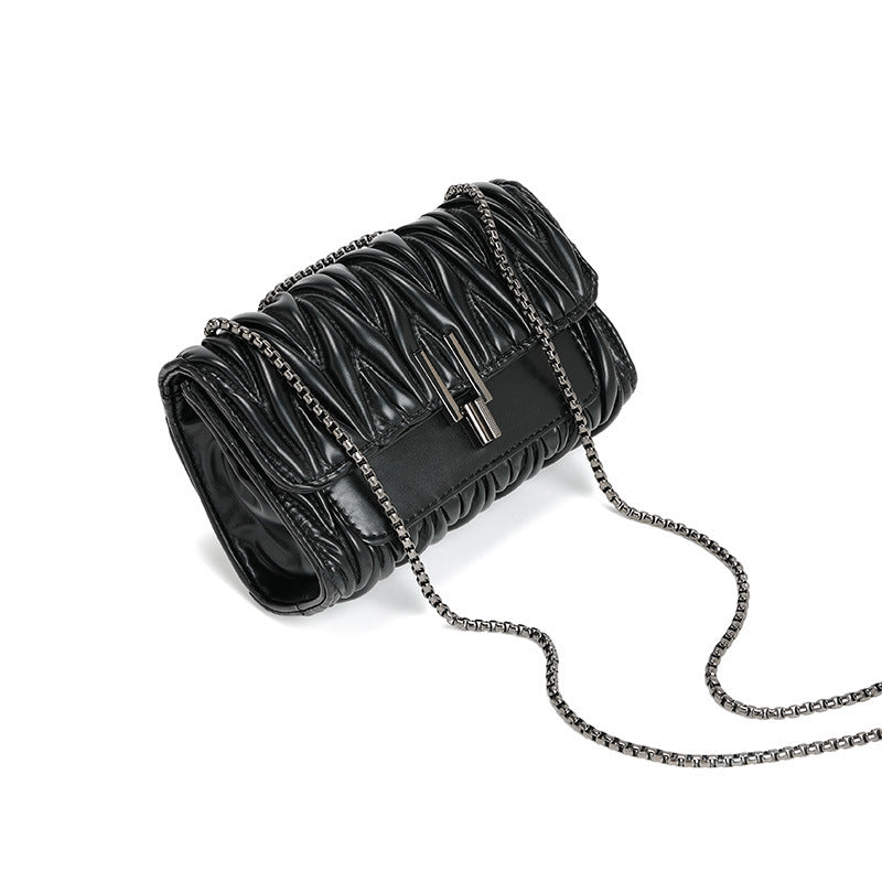 Hochwertige plissierte Kettentasche Sommer Wild Chic Verschluss Schultertasche Rautenverschluss Umhängetasche