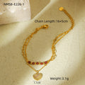Red Natural Stone Heart Shape with Diamond Stainless Steel Bracelet Women High Grade Titanium Steel Bracelet