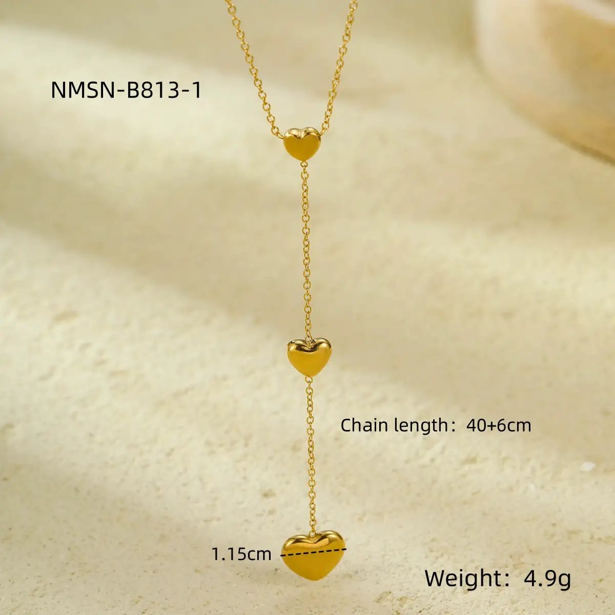18K Gold Stainless Steel Heart Tassel Necklace Bracelet Titanium Steel Ornament by Wanita Store