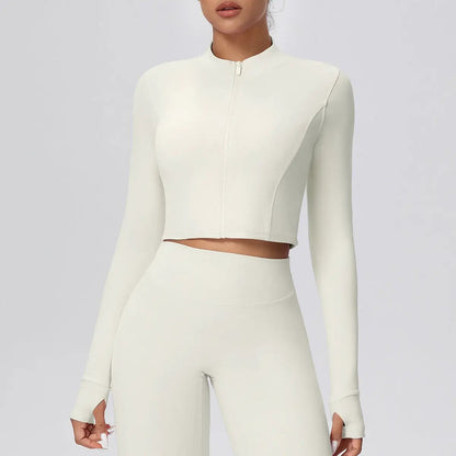 Zipper Outdoor Running Sports Yoga Jacket Slimming Workout Long Sleeve Coat Girls Quick Drying Yoga Clothes Women by Wanita Store