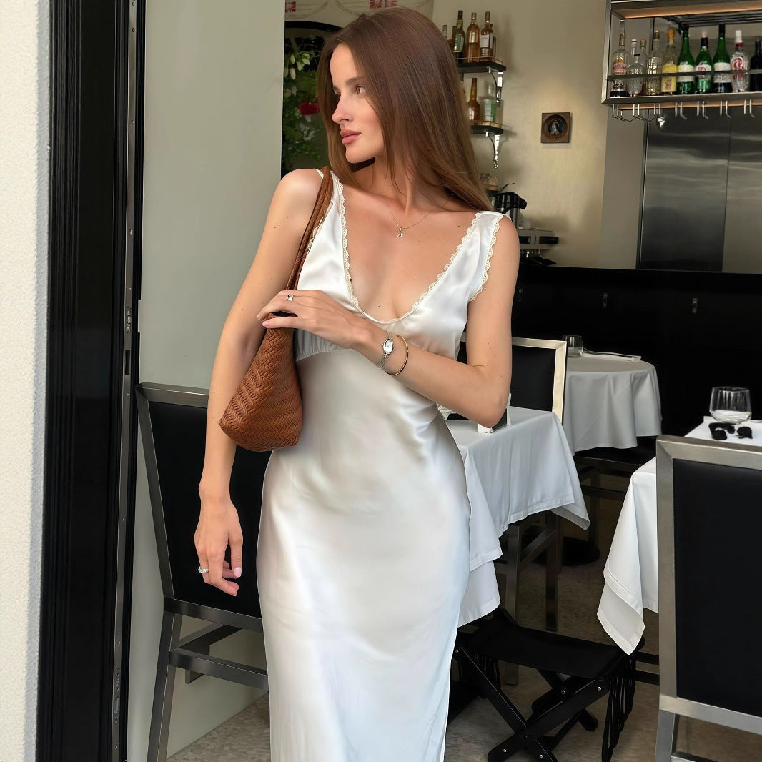 Damenbekleidung Sommer Französisch Entry Lux High Sense Anmutig Modisch Ärmelloses Enges Kleid