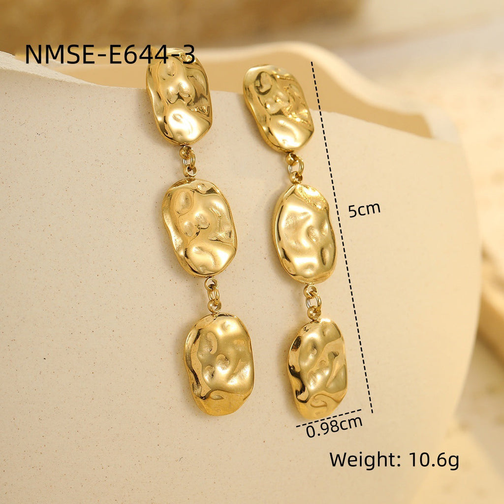 Personality Geometric Abstract Trend Modeling Stainless Steel Eardrop Niche Gorgeous High Profile Earrings Eardrops