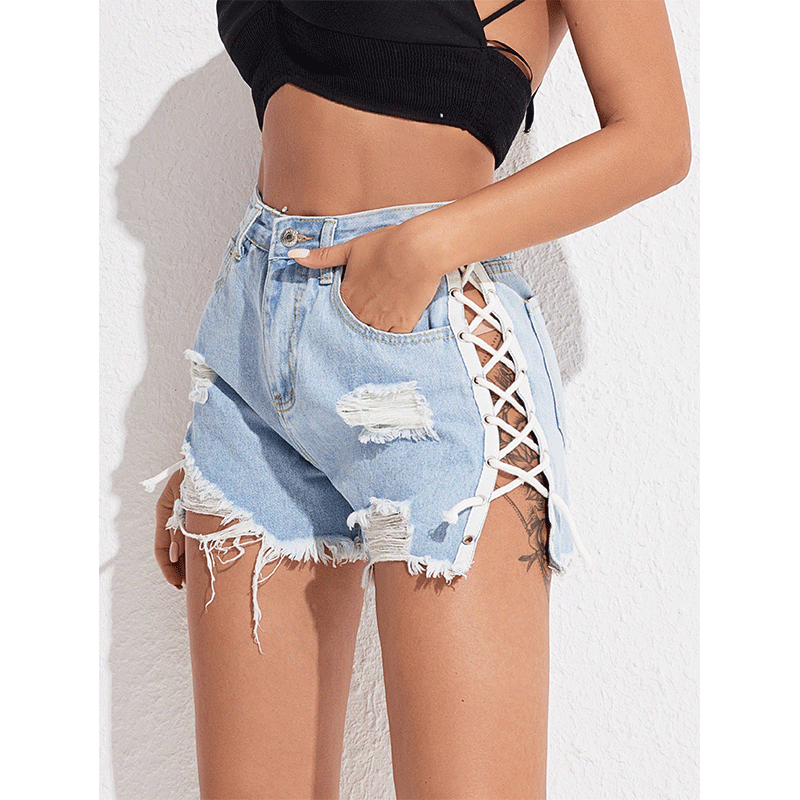 High-Waist Shaping Jeansshorts Damen Sommer Slim Fit Hose