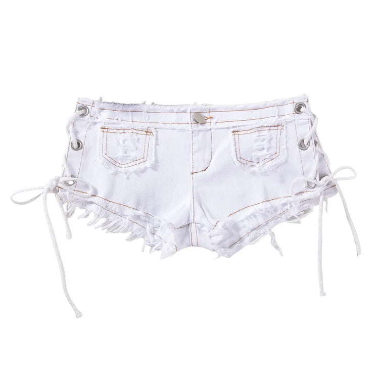 Sexy American Hot Girl Retro Low Waist Denim Shorts Women&