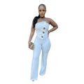 Ärmelloser Tube Top Overall mit weitem Bein und Stretch
