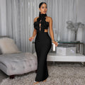 Sexy Neckholder-Kleid mit großem Blumenmuster für Damen
