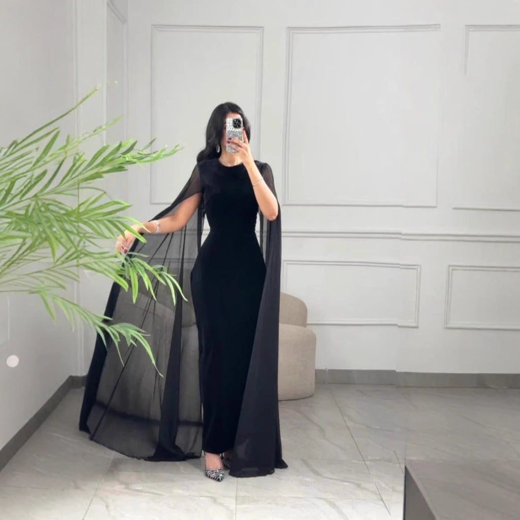 Herbst Winter Damenbekleidung Naher Osten Samt Scheide Ärmel Kleid