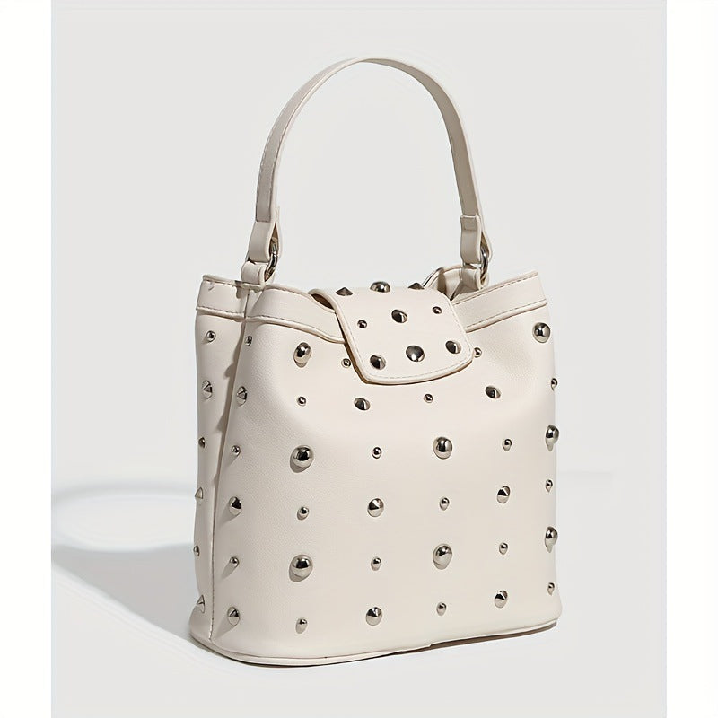 Retro Nieten Tasche Sexy Lokomotive Tragetasche Trendy Punk Eimertasche Umhängetasche mit Kette