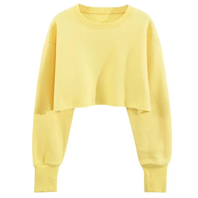 Cropped Cropped Hoodie Women Clothing Fleece Lined Pullover Long Sleeve Yoga Fitness Sports Coat by Wanita Store