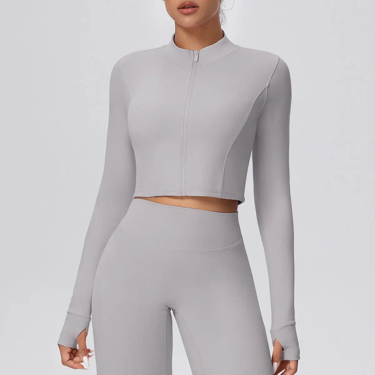 Zipper Outdoor Running Sports Yoga Jacket Slimming Workout Long Sleeve Coat Girls Quick Drying Yoga Clothes Women by Wanita Store