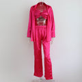 Frühling Herbst Freizeit Satin Dreiteiliges Set Damen Kleidung Satin Wickel-Brust Weste Hemd Freizeit-Hosen Set