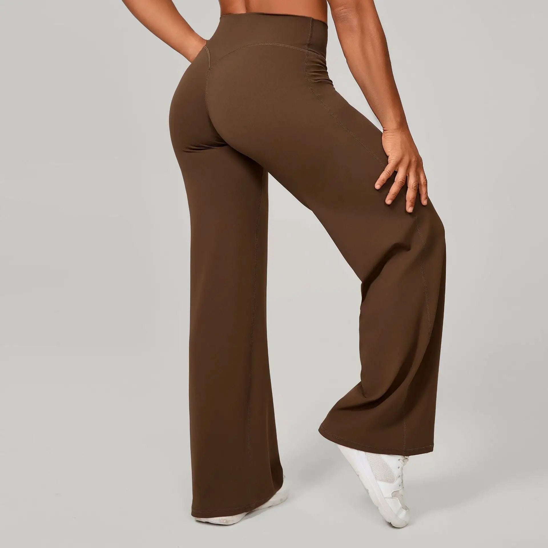 Autumn Sand Pilates Straight Yoga Pants All Match Loose Wide Leg Pants Running Sports Fitness Hip Showing Trousers by Wanita Store