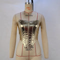 Damenbekleidung Herbst Metallic Taillen-Top Sexy Basic-Shirt Schlauchtop Weste