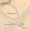 Wild Stainless Steel Necklace Pearl Heart Embellished Plated 18K Gold Titanium Steel Clavicle Chain Jewelry