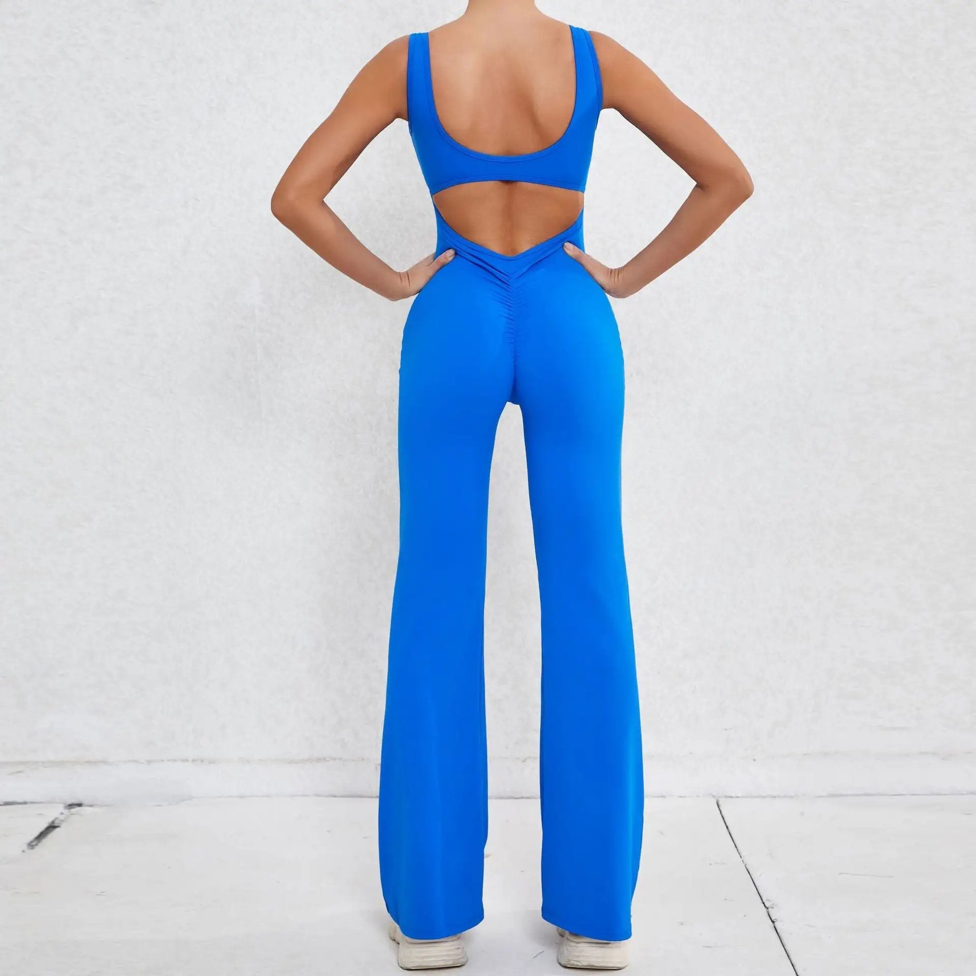 Autumn Sand Hollow Out Cutout Beauty Back One Piece Peach Hip Lifting Sport Workout Clothes Micro Pull Yoga Jumpsuit Jumpsuit by Wanita Store