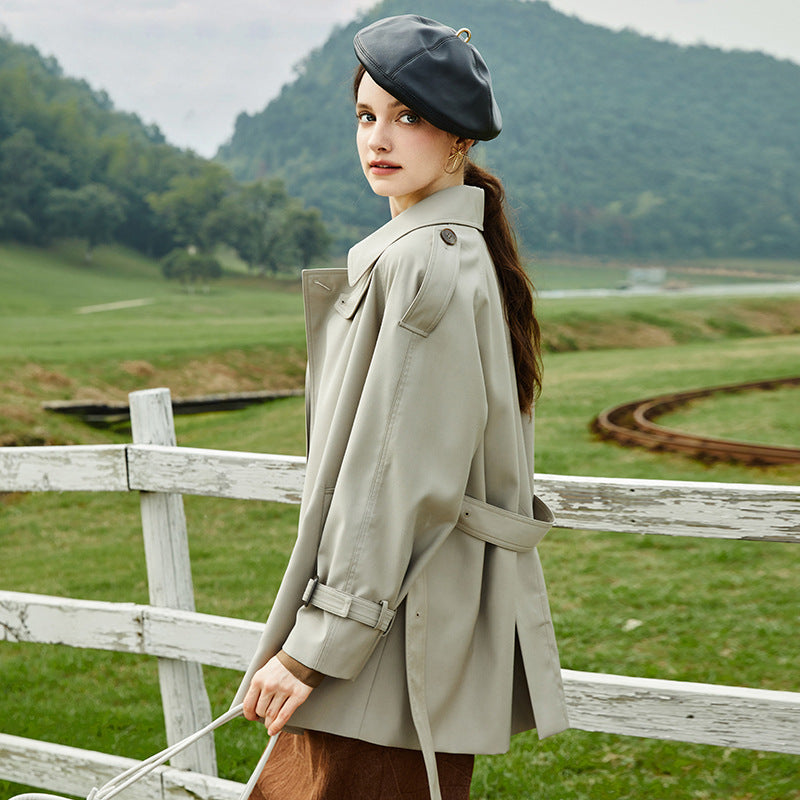 Element Mid Length Trenchcoat für Damen Frühling Herbst Stilvoller Eleganter Trenchcoat Mantel für Damen