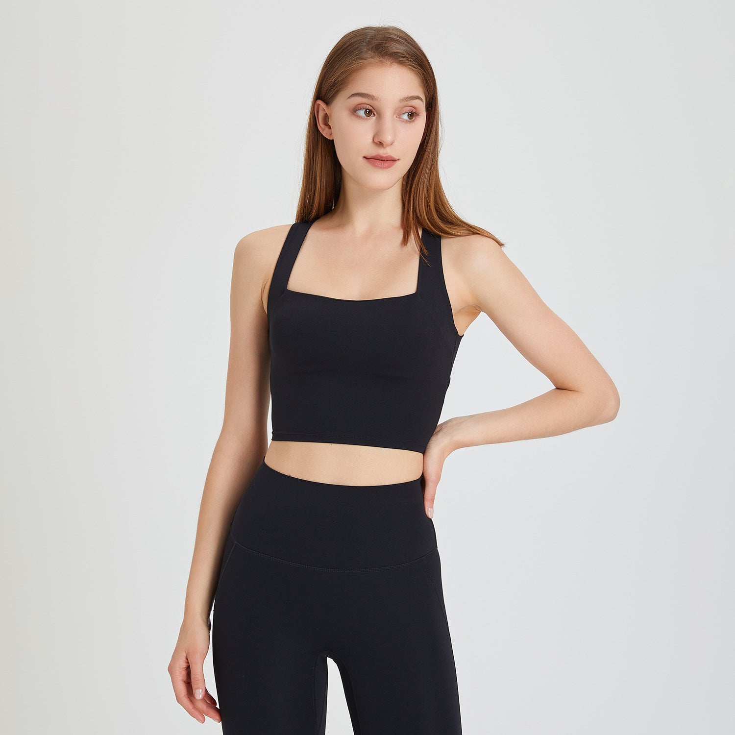 Nude Feel Nahtloser stoßfester Sport-BH Damen Beauty-Rücken Kreuz-Westen Lauf-Push-up Yoga Workout BH