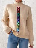 Damen Kleidung Persönlichkeit Farbe Zufällig Imitiert Handgehäkeltes Patchwork Gewebtes Oberteil Pullover