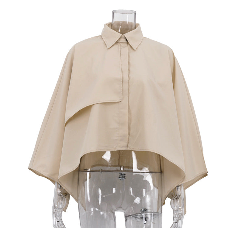 Women Clothing Casual Loose Fitting Women Spring Niche Design Batwing Sleeve Cardigan Shirt