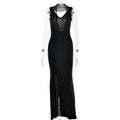 Summer Elegant Ribbon Women Dress Sexy Backless High Slit Ruffled Slim Dress