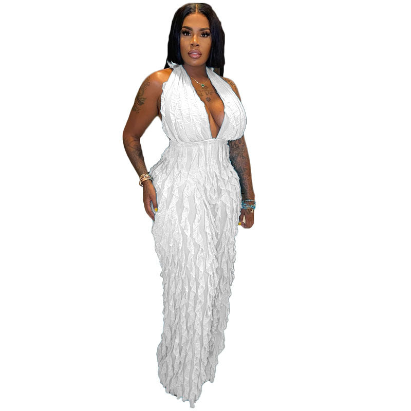 Damenbekleidung Frühling Sommer Wellenmuster Sexy Bandeau High Waist Jumpsuit