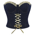 Denim Schwarz-Blau mit Stahlring Cup Lady Sexy Shaping Top Supply