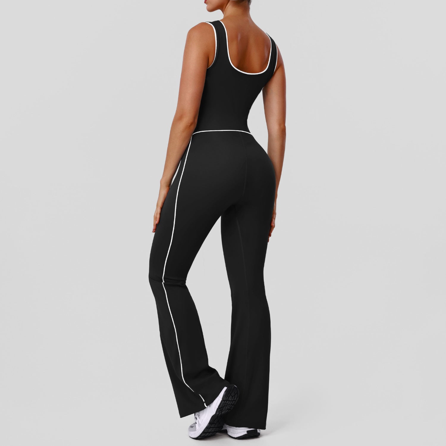 Hollow Out Cutout Contrast Color Shaping Yoga Bodysuit Peach Hip Micro Pull Jumpsuit Fitness Sportswear with Pad