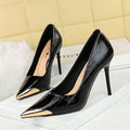 Cocktail Low Cut Women Shoes Pointed Stiletto Heels Tilta Metal Decoration Super High Heel Shoes