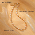 Colorful Natural Stone Handmade Beaded Titanium Steel Necklace Affordable Luxury High Grade Freshwater Pearl Embellished