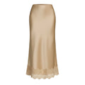 Women Clothing Lace Satin Skirt High Waist Elastic Elegant Sheath Skirt