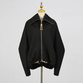 Fall Casual Coat Collared Batwing Sleeve Korean Short Baggy Coat Women