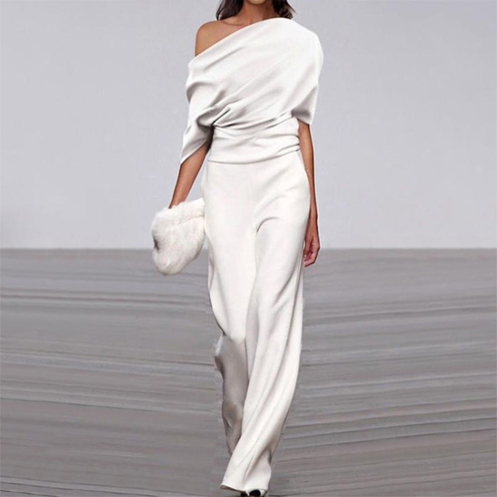 Off Neck Loose White Jumpsuit Best Women Clothes Trousers