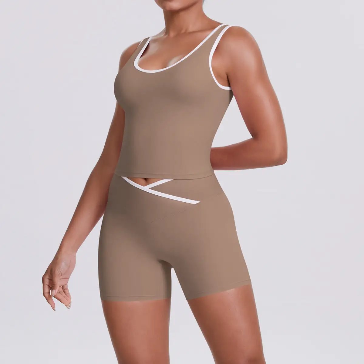 Cross High Top Sports Women Contrast Color Backless Tight Nude Feel Yoga Running Fitness Yoga Wear by Wanita Store