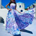 Summer Women Sleeveless Mid Length Beach Print Dress