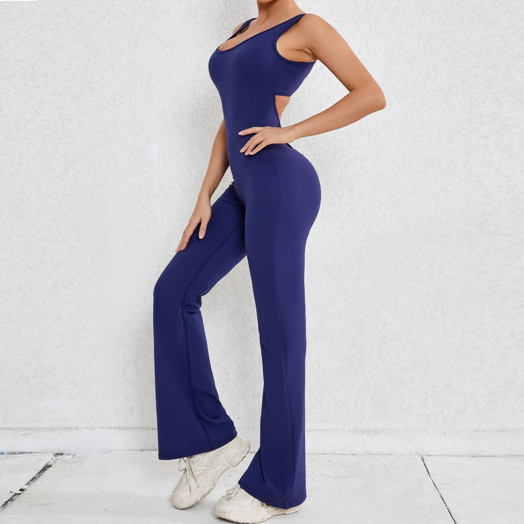 Herbst Sand Aushöhlen Cutout Beauty Back Einteiler Pfirsichhüfte Hebung Sport Workout Kleidung Micro Pull Yoga Jumpsuit Jumpsuit