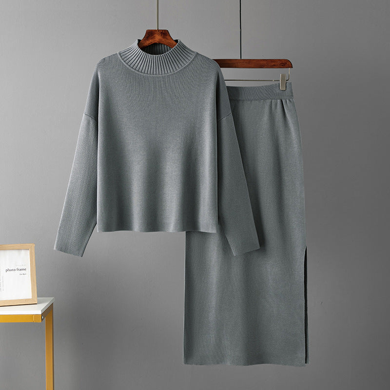 Damenbekleidung Herbst Lässig Locker Langer Rock Zweiteiliger Anzug Pullover