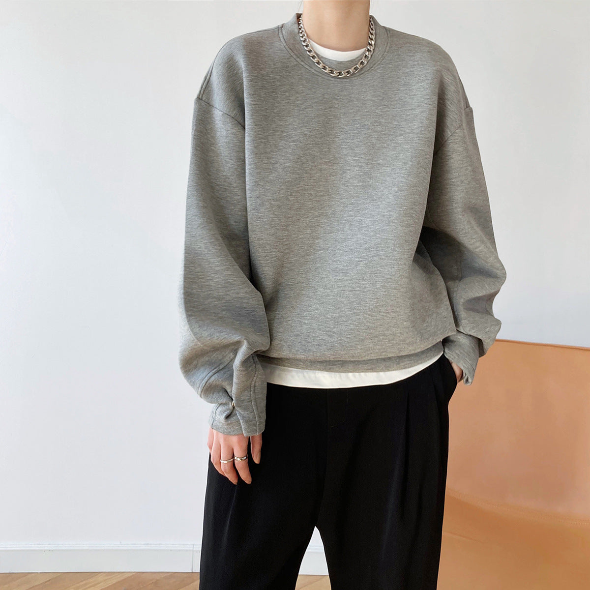 Modisches Memory-Baumwoll-Sweatshirt für Damen, Frühling, Herbst, dünnes Design, lockeres Oberteil aus Air-Layer-Stoff