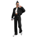 Autumn Winter Solid Color with Fur Zipper Cardigan Women Clothes Casual Straight Pants Two Piece Sets