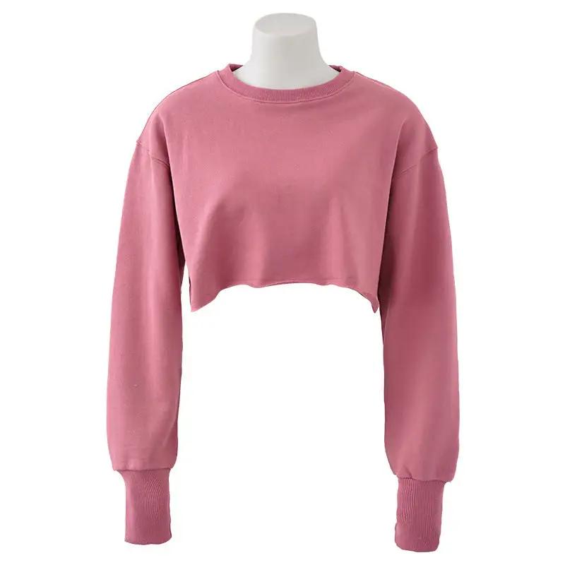 Cropped Cropped Hoodie Women Clothing Fleece Lined Pullover Long Sleeve Yoga Fitness Sports Coat by Wanita Store