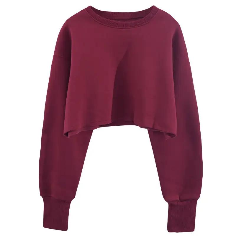 Cropped Cropped Hoodie Women Clothing Fleece Lined Pullover Long Sleeve Yoga Fitness Sports Coat by Wanita Store