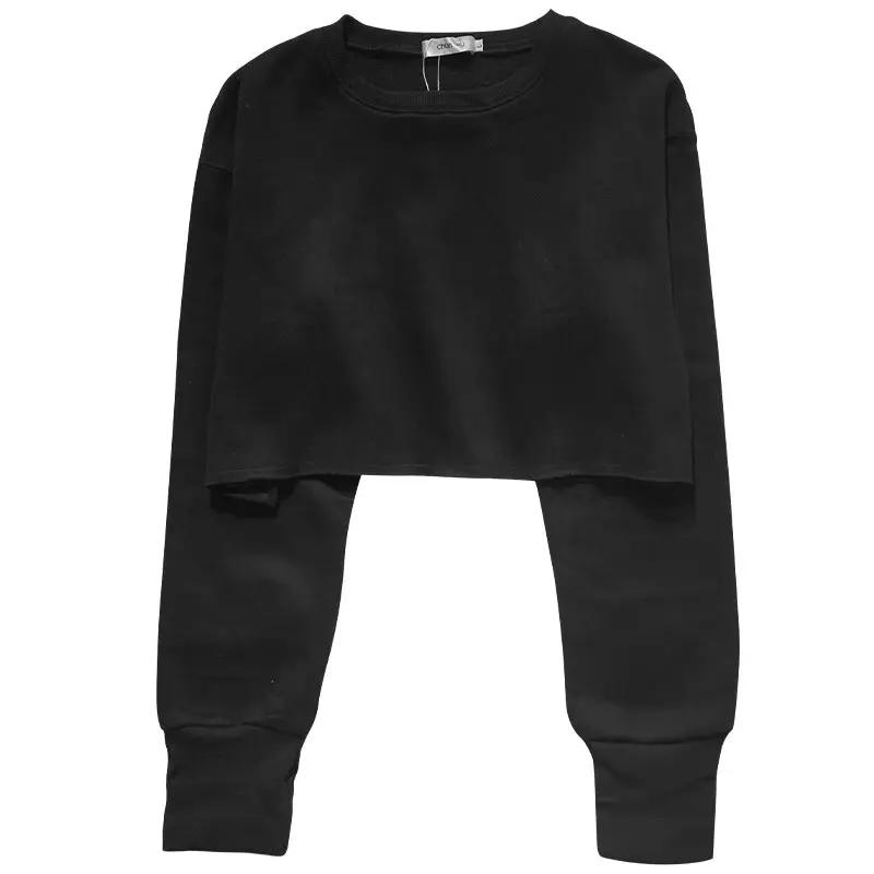 Cropped Cropped Hoodie Women Clothing Fleece Lined Pullover Long Sleeve Yoga Fitness Sports Coat by Wanita Store
